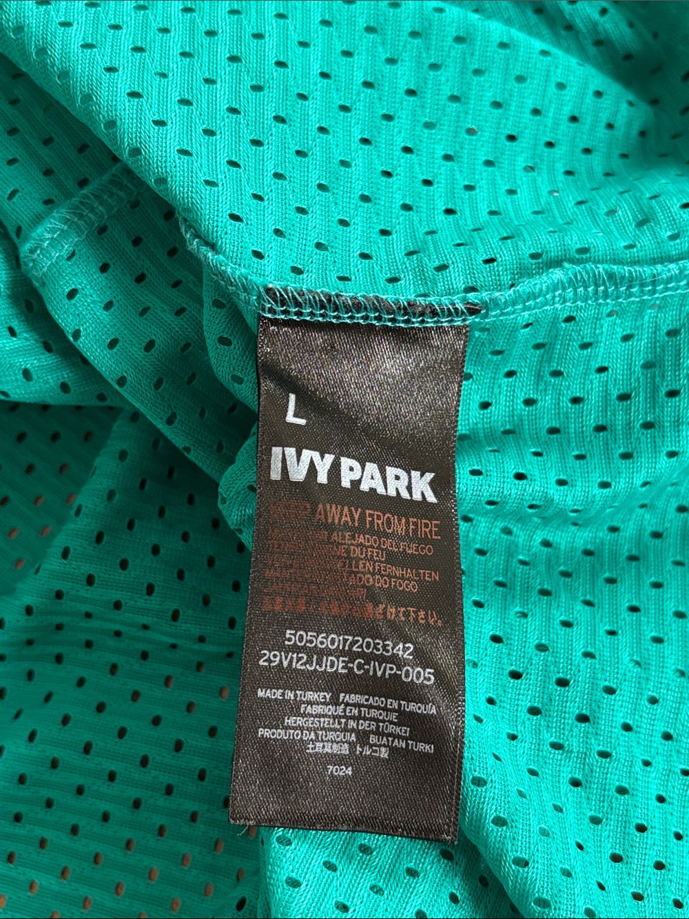 IVY PARK Teal Athletic Mesh Tank with Contrast Trim Sporty Jersey Workout - Picture 8 of 9